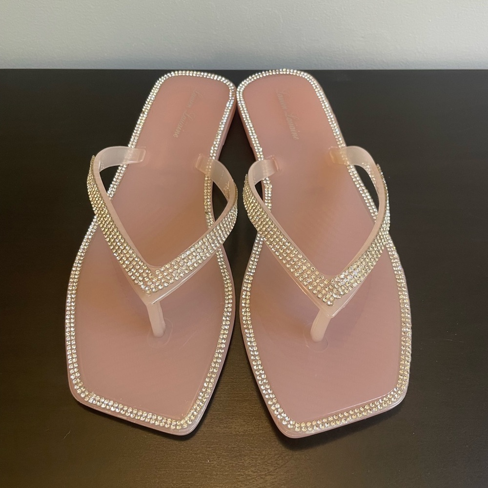 Lauren Lorraine Pink Rhinestone Sandals